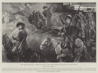 Die chinesische Frage, Amoor-Kosaken auf dem Marsch durch die Mandschurei nach Port Arthur